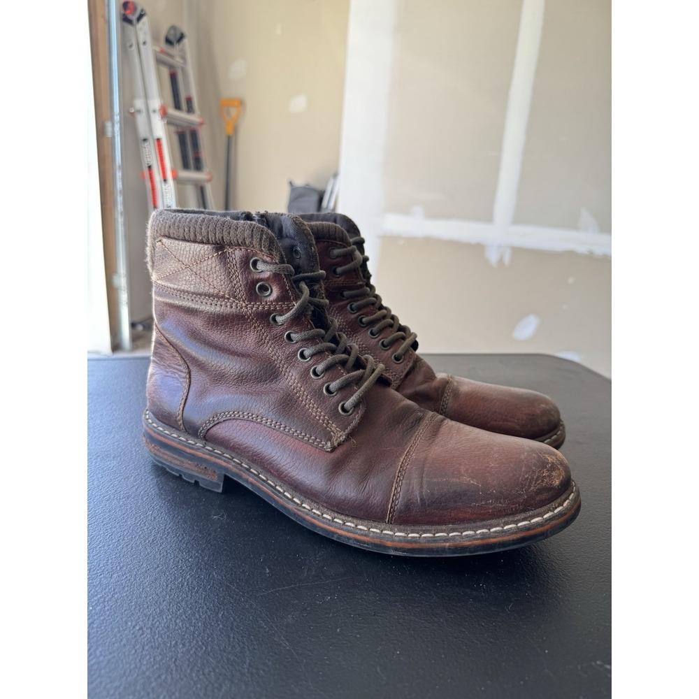 Crevo Men's Camden Leather Cap Toe Fashion Boots Brown Size 10.5